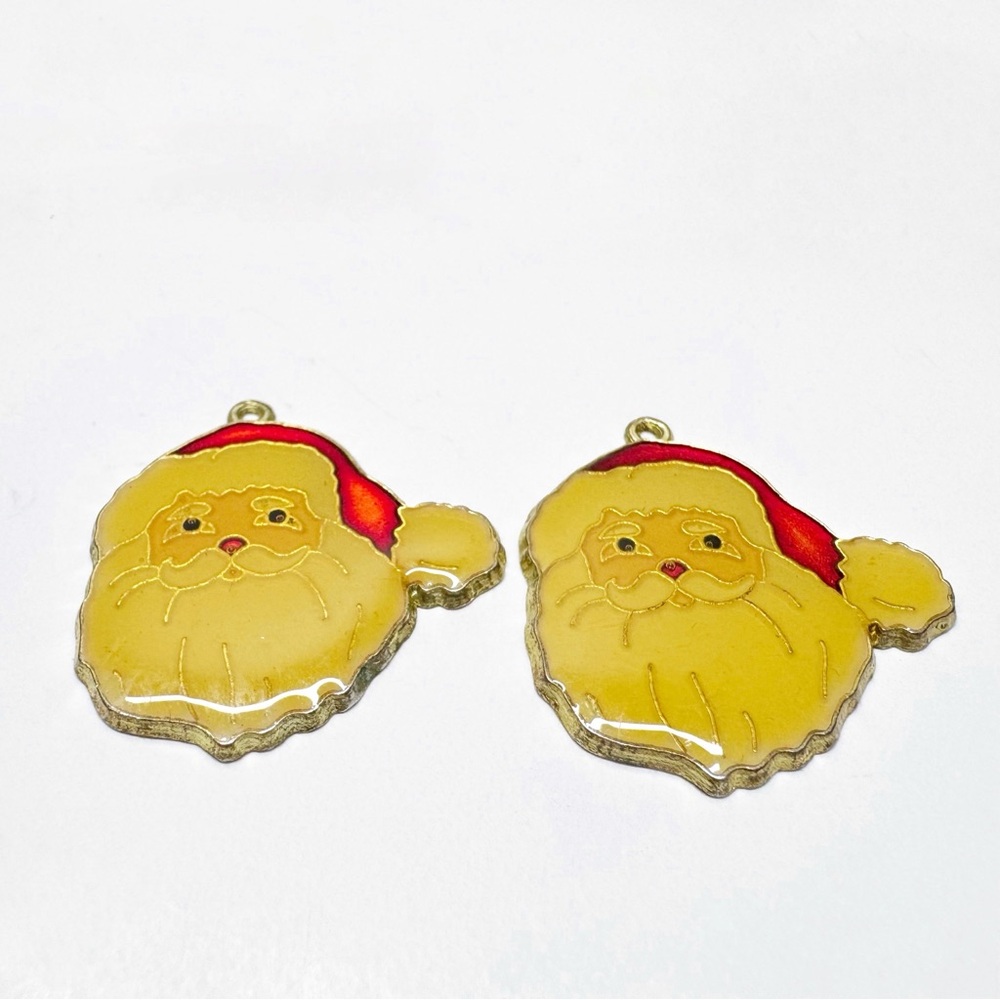 Vintage Enamel Kitschy Santa Clause Charms
